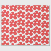 Rood en Wit Bloem Y2K Patroon Cadeaupapier (Vlak)