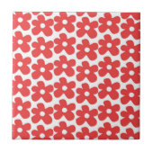 Rood en Wit Bloem Y2K Patroon Tegeltje (Voorkant)
