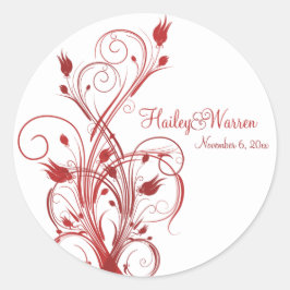 Rood en Wit Bloemen 1.5"Ronde Sticker