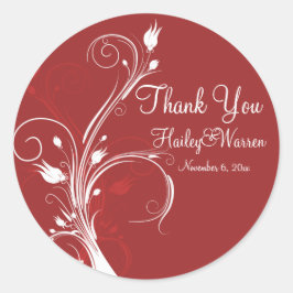 Rood en Wit Bloemen 3"Ronde Sticker