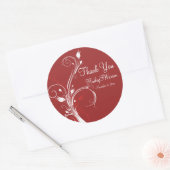 Rood en Wit Bloemen 3"Ronde Sticker (Envelop)