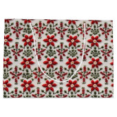 Rood en Wit Bloemen Borduurwerk Groot Cadeauzakje (Achterkant)