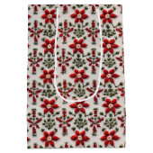 Rood en Wit Bloemen Borduurwerk Medium Cadeauzakje (Achterkant)