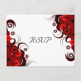 Rood en Wit Bloemen Elegante RSVP Antwoorden Brief Uitnodiging Briefkaart
