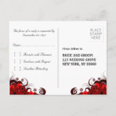 Rood en Wit Bloemen Elegante RSVP Antwoorden Brief Uitnodiging Briefkaart (Achterkant)