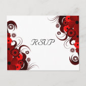 Rood en Wit Bloemen Elegante RSVP Antwoorden Brief Uitnodiging Briefkaart (Voorkant)