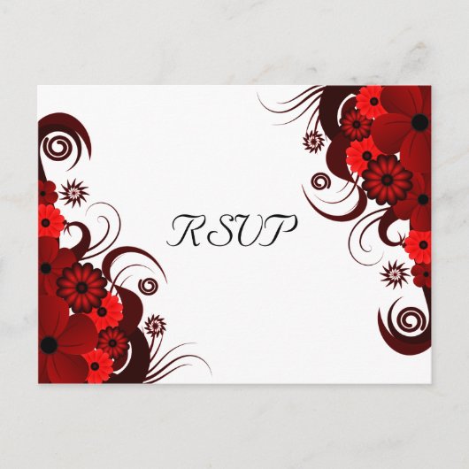 Rood en Wit Bloemen Elegante RSVP Antwoorden Brief Uitnodiging Briefkaart (Voorkant)