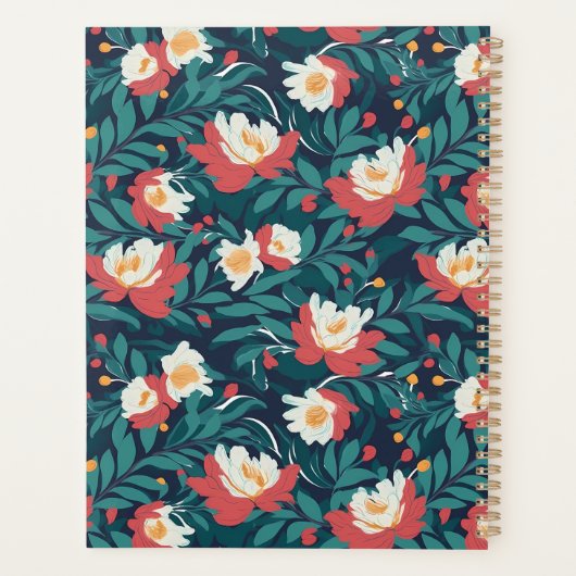 Rood en Wit Bloemen Gepersonaliseerde Citaat Planner (Achterkant)