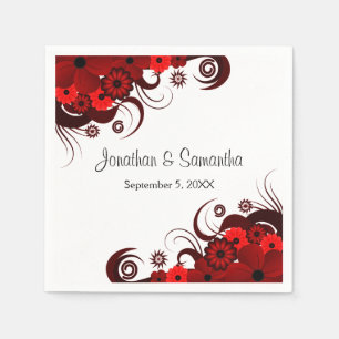 Rood en Wit Bloemen Gotische Bruiloft Papier Serve Servetten