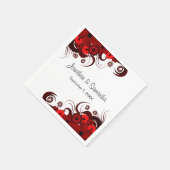 Rood en Wit Bloemen Gotische Bruiloft Papier Serve Servetten (Hoek)