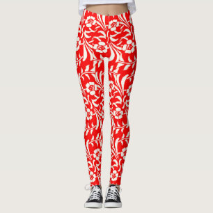 rood en wit bloemen leggings