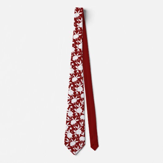 Rood en Wit Bloemen Patroon Groomsmen Wedding Stropdas (Voorkant)