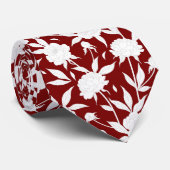 Rood en Wit Bloemen Patroon Groomsmen Wedding Stropdas (Opgerold)