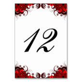 Rood en Wit Bloemen Receptie Tafelnummer Kaart (Achterkant)