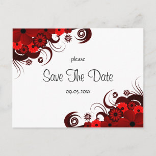 Rood en Wit Bloemen Save The Date Briefkaarten