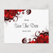 Rood en Wit Bloemen Save The Date Briefkaarten (Voorkant)