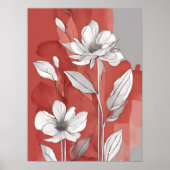 Rood en Wit Bloemen unframed Poster (Voorkant)
