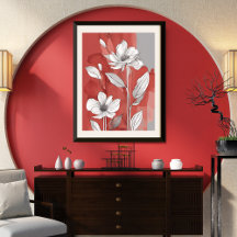 Rood en Wit Bloemen unframed