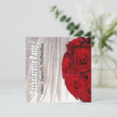 Rood en wit bloemenbruiloft vrijgezellenfeest kaart (Staand voorkant)
