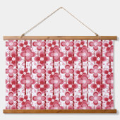 Rood en wit bloemmotief hangend wandkleed (Voorkant)