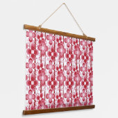 Rood en wit bloemmotief hangend wandkleed (Gebogen)