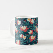 Rood en Wit Bloemmotief Koffiemok (Voorkant links)