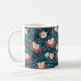 Rood en Wit Bloemmotief Koffiemok