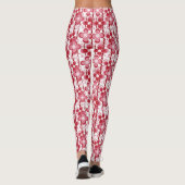 Rood en wit bloemmotief leggings (Achterkant)