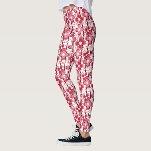 Rood en wit bloemmotief leggings (Links)