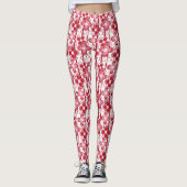Rood en wit bloemmotief leggings (Voorkant)