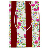 Rood en wit bloemmotief medium cadeauzakje (Voorkant)