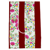 Rood en wit bloemmotief medium cadeauzakje (Achterkant)