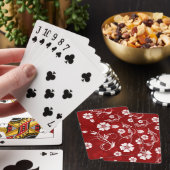 Rood en wit bloemmotief pokerkaarten (Insitu)