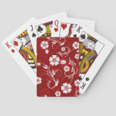 Rood en wit bloemmotief pokerkaarten (Achterkant)