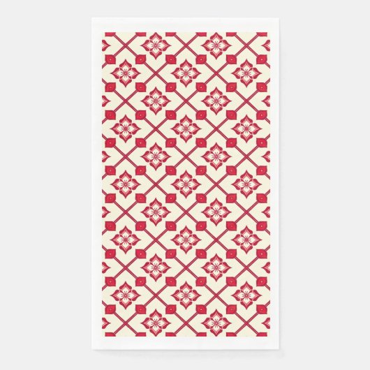 Rood en wit bloemmotief servet (Voorkant)