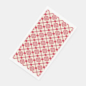Rood en wit bloemmotief servet (Hoek)