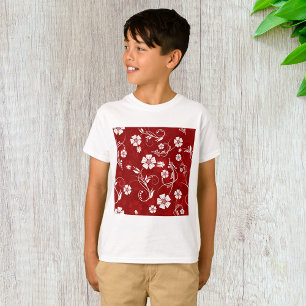 Rood en wit bloemmotief t-shirt