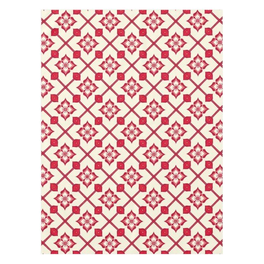Rood en wit bloemmotief tafelkleed (Voorkant)