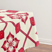 Rood en wit bloemmotief tafelkleed (Voorbeeld)