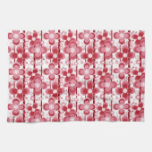 Rood en wit bloemmotief theedoek (Horizontaal)