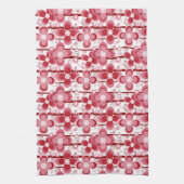 Rood en wit bloemmotief theedoek (Verticaal)