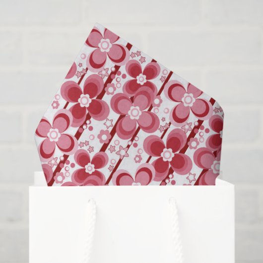 Rood en wit bloemmotief tissuepapier (Cadeauzakje)