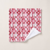 Rood en wit bloempatroon bad handdoek (Wasdoekje)