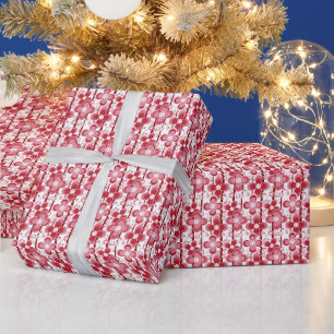 Rood en wit bloempatroon cadeaupapier