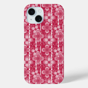 Rood en wit bloempatroon iPhone 15 case
