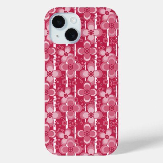 Rood en wit bloempatroon Case-Mate iPhone case (Achterkant)