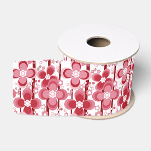 Rood en wit bloempatroon grosgrain lint