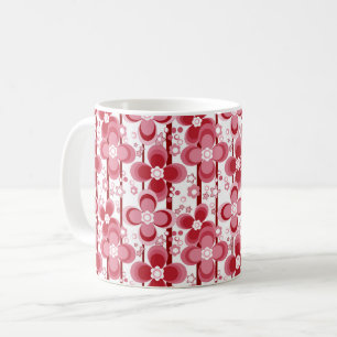 Rood en wit bloempatroon koffiemok