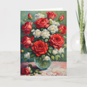 Rood en Wit Boeket Valentijn Feestdagen Kaart (Voorkant)