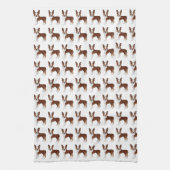 Rood en wit Boston Terrier Cartoonhondpatroon Theedoek (Verticaal)